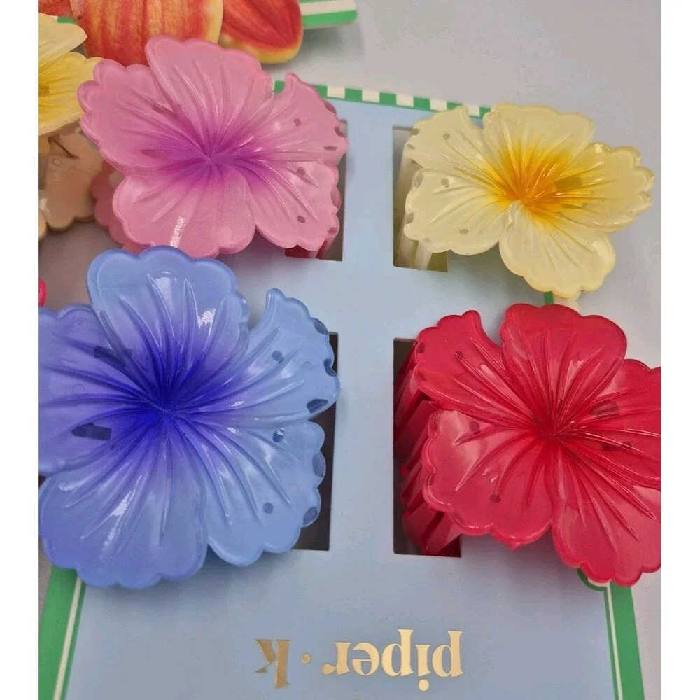 NIP 8 Piper K Large  Hibiscus Flowers Hair Claw Clips Plus Bonus Lily